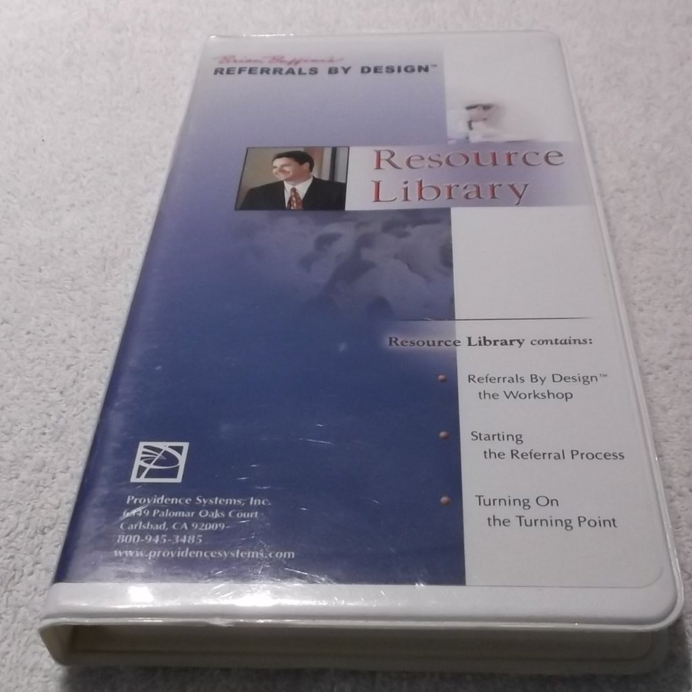 Resource Library Referrals By Design Providence Systems Inc 3 Tapes 2 Sides